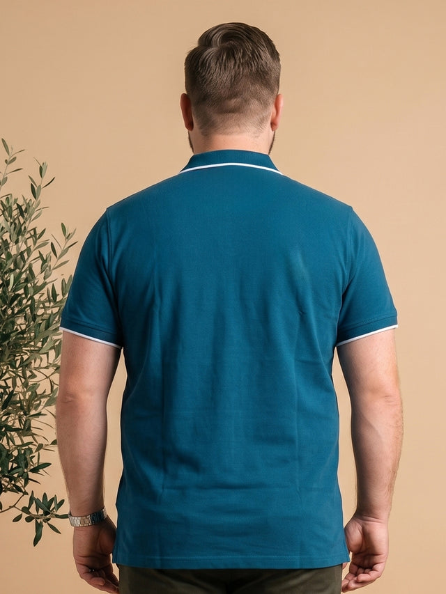 Men Plus Size Thom-Teal Solid Polo Tshirt