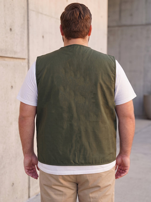Men Plus Size Drift-Olive Solid Olive Utility Jacket