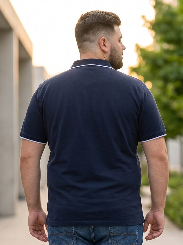 Men Plus Size Osaka Printed Black Polo Men Tshirt