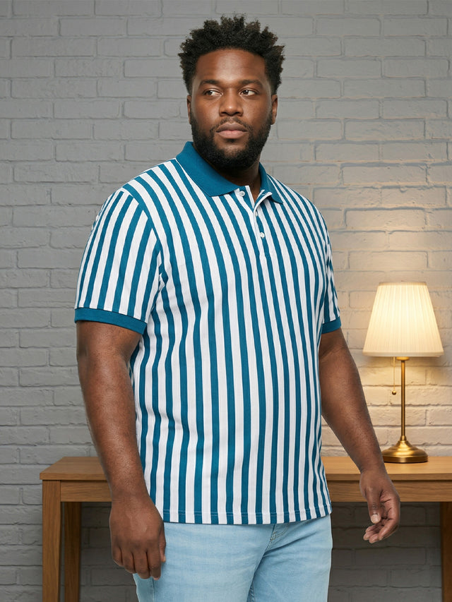 Men Plus Size Chalk Multi Striped Polo