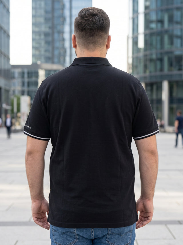 Men Plus Size Leng Striped Black Polo Men Tshirt