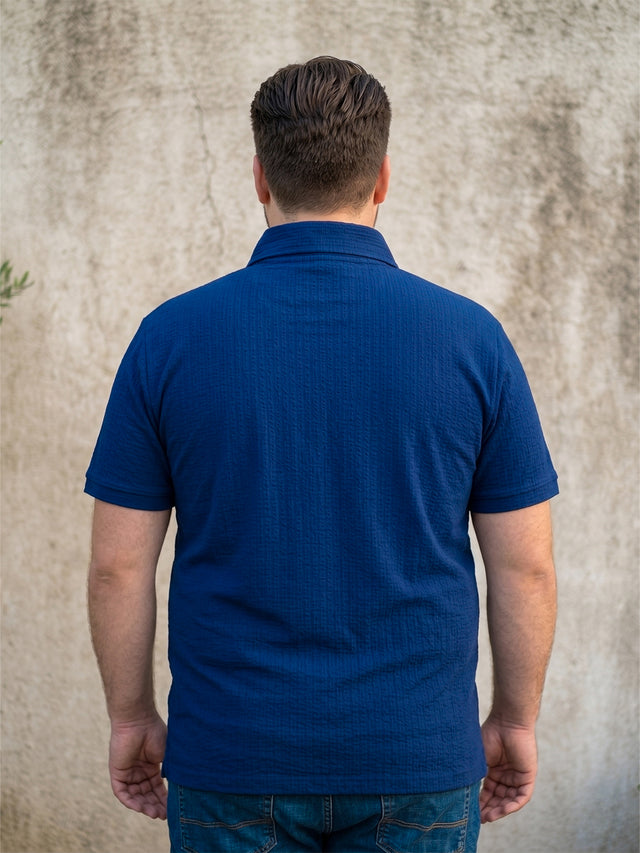 Men Plus Size Zorin Blue Solid Polo