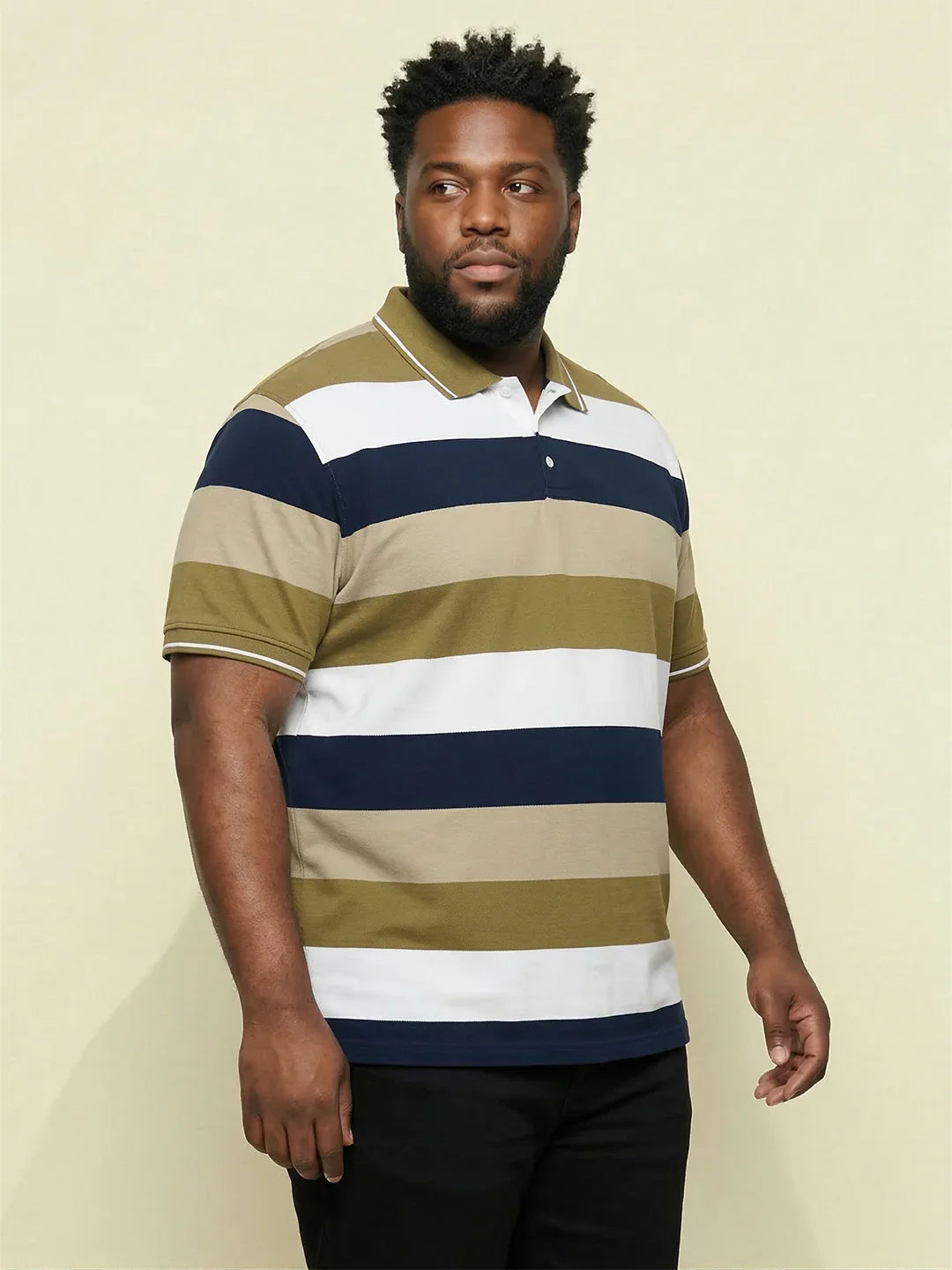 Men Plus Size Coluxe Multicolor Colorblock Polo Tshirt