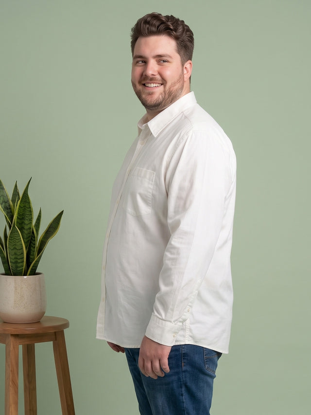 Men Plus Size Milkyway White Solid Shirts