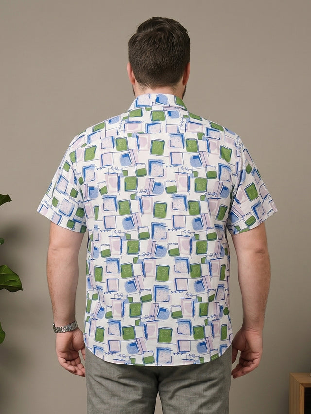 Men Plus Size Sketchgrid Multi Printed Shirts