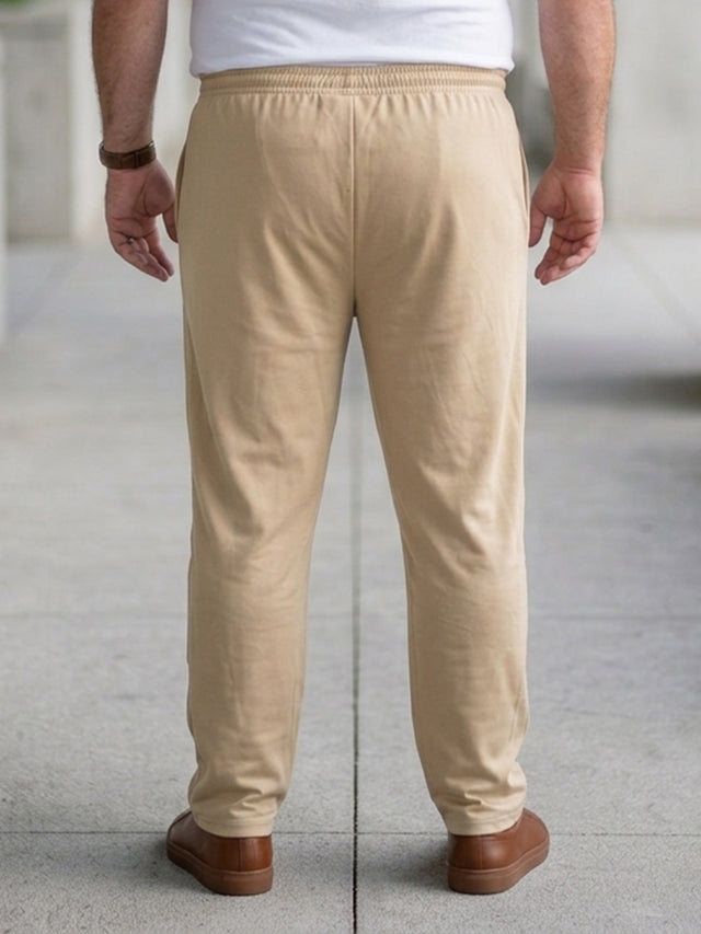 Men Plus Size Gossamer Beige Solid Trackpant