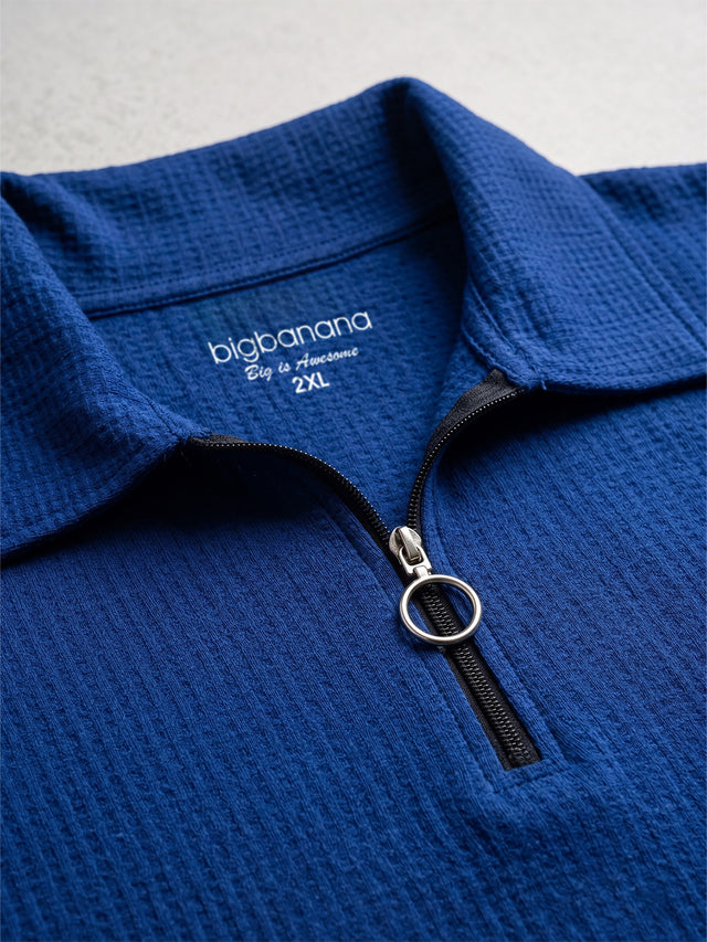 Men Plus Size Zorin Blue Solid Polo