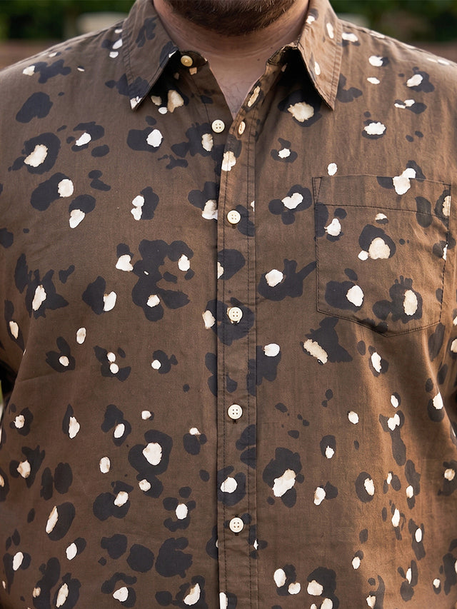 Men Plus Size Xzlum Floral Printed brown Shirt