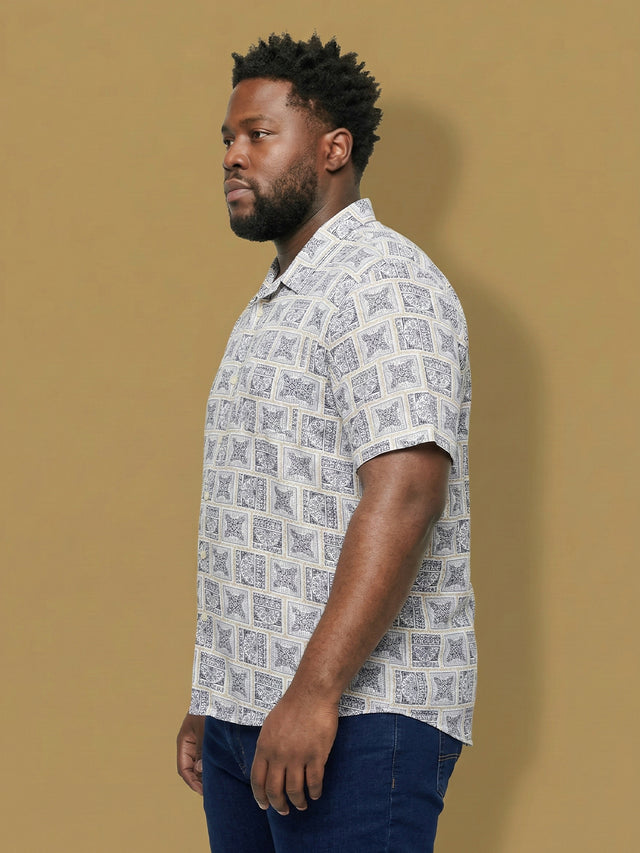 Men Plus Size Basalt Multicolor Printed Casual Shirt