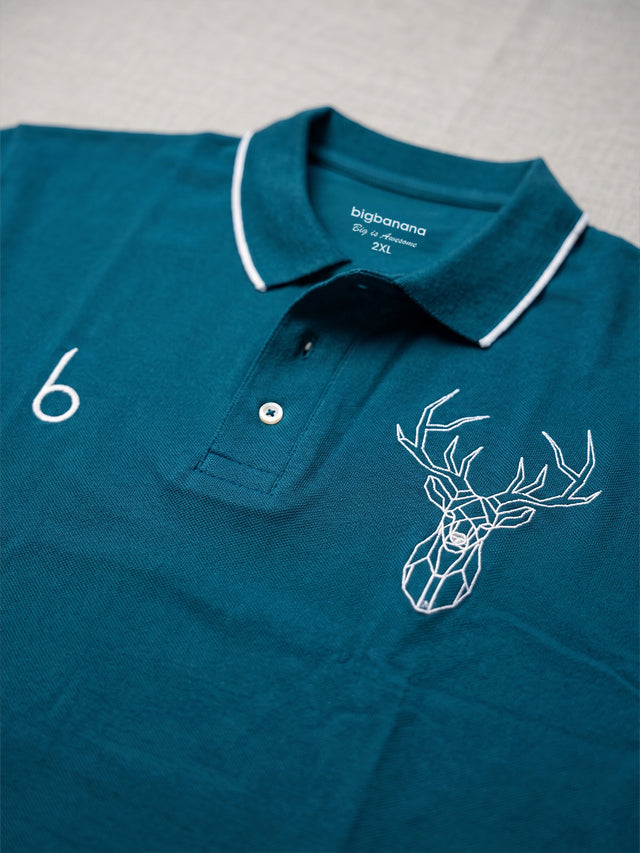 Men Plus Size Thom-Teal Solid Polo Tshirt