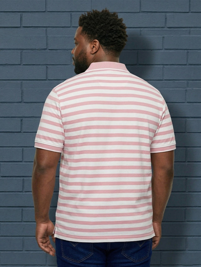 Men Plus Size Alabaster Multi Striped Polo