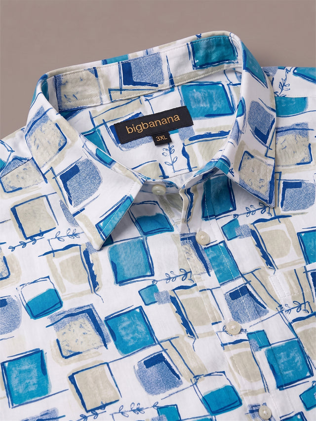 Men Plus Size Aquacube Multi Printed Shirts