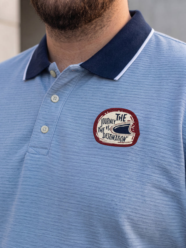 Men Plus Size Sterling Blue Self Design Polo Tshirt