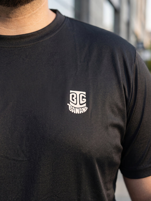 Men Plus Size Hiddenmist-Black Solid Black Round Neck Tshirt