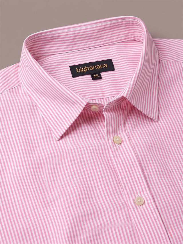 Men Plus Size Zovan Pink Striped Shirts