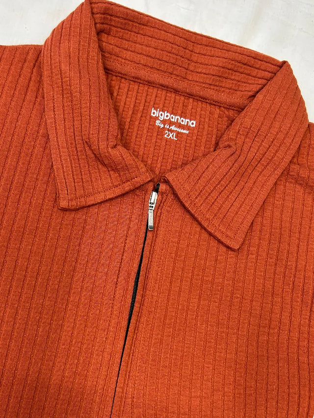 Men Plus Size Orson Orange Self Design Polo Tshirt