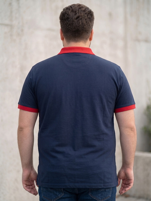 Men Plus Size Assorted Navy Blue Solid Polo