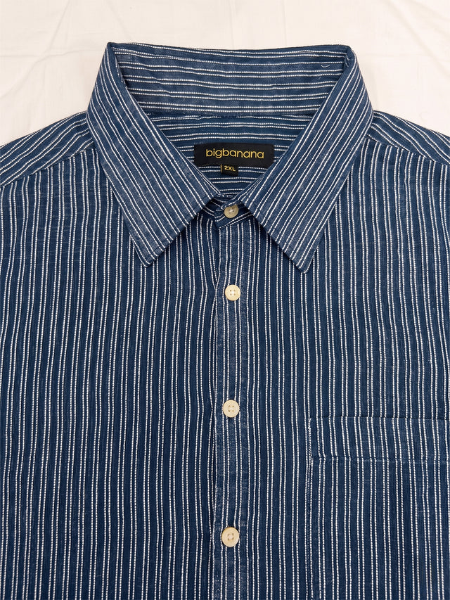 Men Plus Size Stormstripe Navy Blue Striped Shirts
