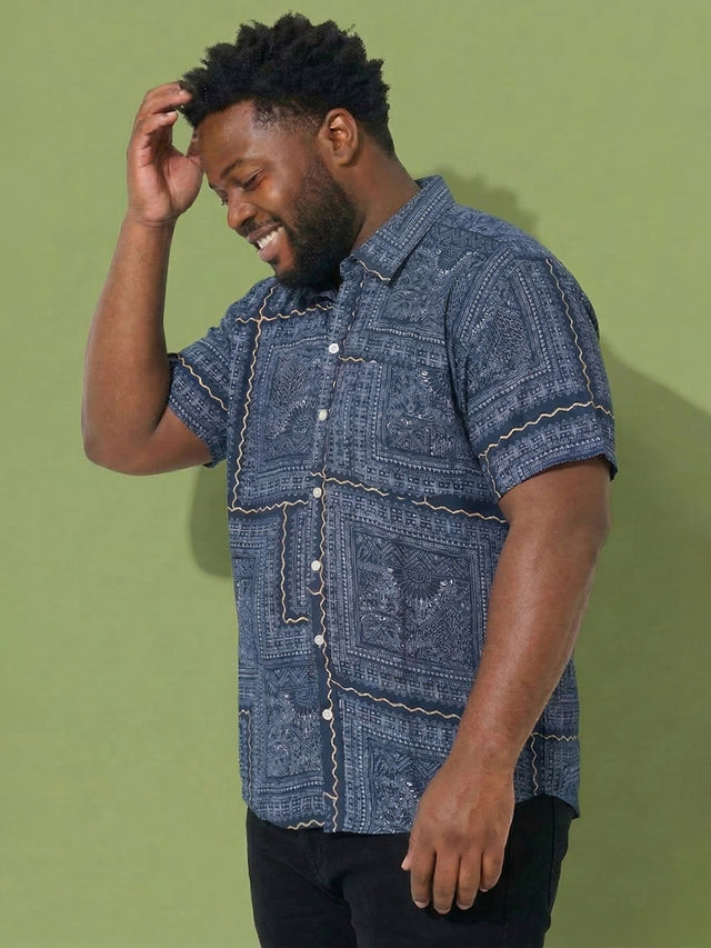Men Plus Size Talisman Multicolor Printed Casual Shirt