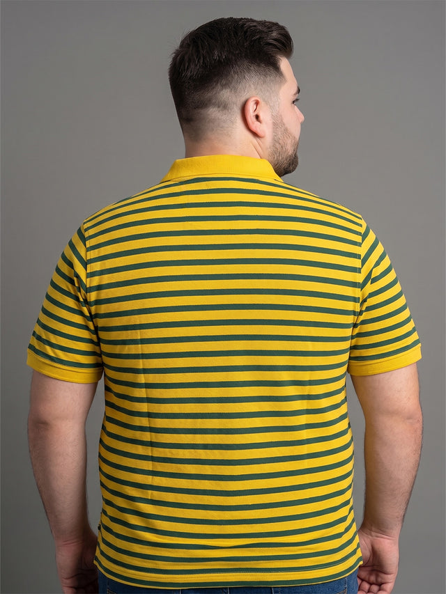 Men Plus Size Bisque Multi Striped Polo