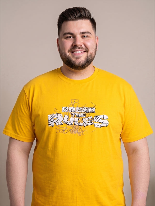 Men Plus Size Renegade Yellow Printed Co-Ords