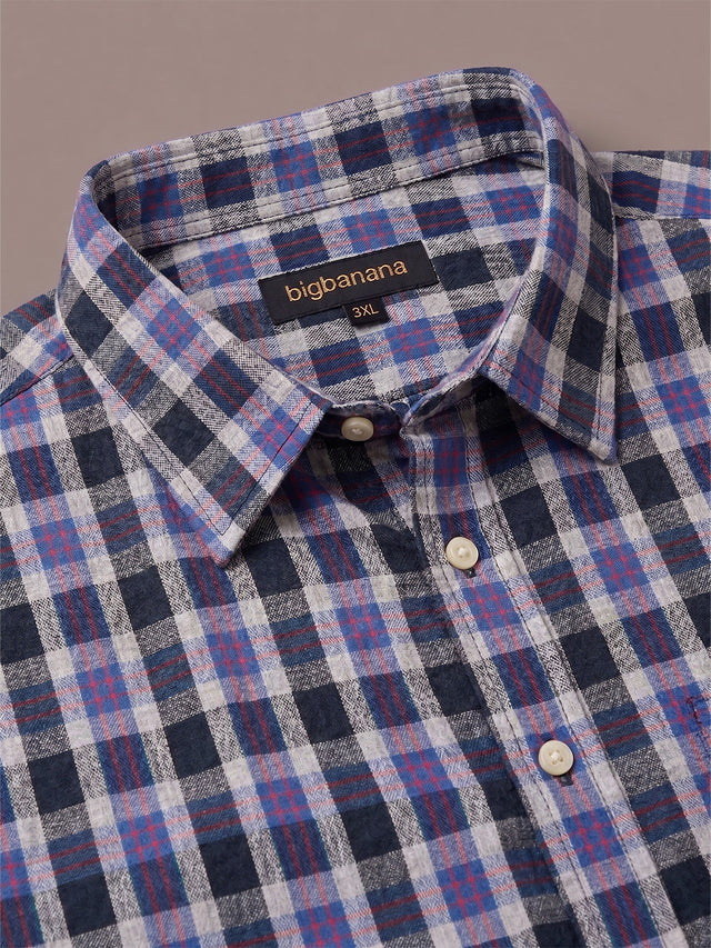Men Plus Size Mirelix Multi Check Shirts