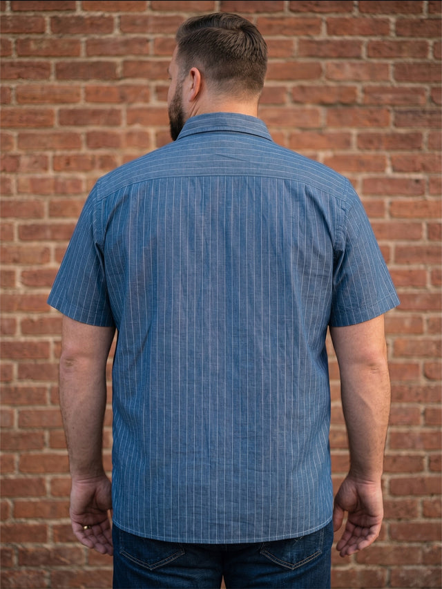 Men Plus Size Pelagos Blue Striped Shirts