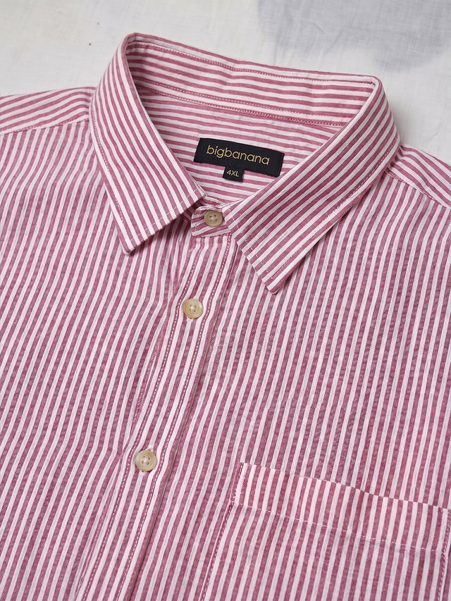 Men Plus Size Elorae Pink Striped Shirts