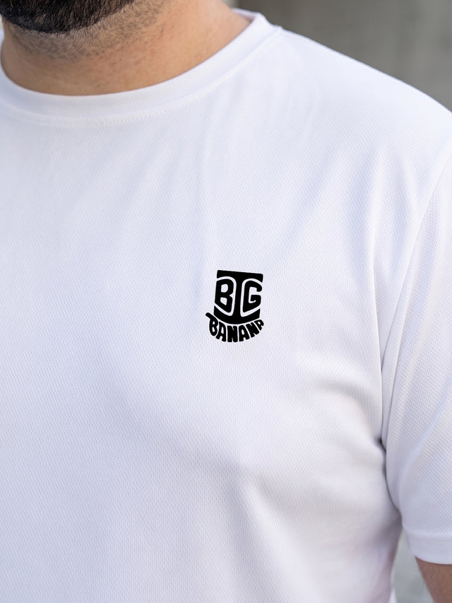 Men Plus Size Hiddenmist-White Solid White Round Neck Tshirt