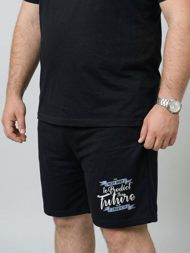 Men Plus Size Destiny Black Printed Co-Ords