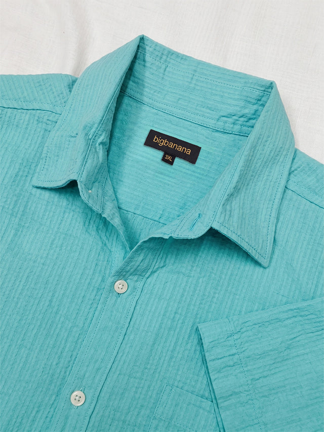 Men Plus Size Mintor Green Solid Shirts