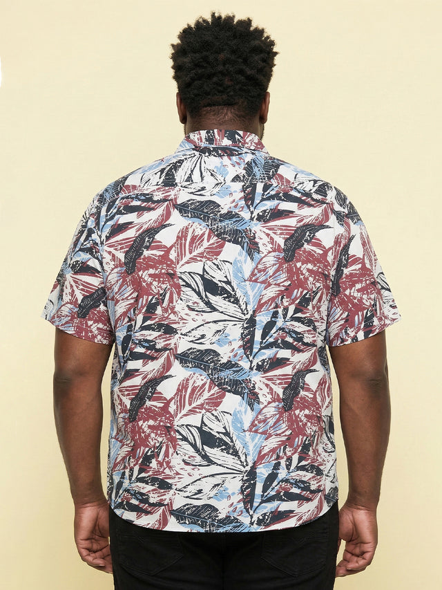 Men Plus Size Featherboat Multicolor Printed Casual Shirt