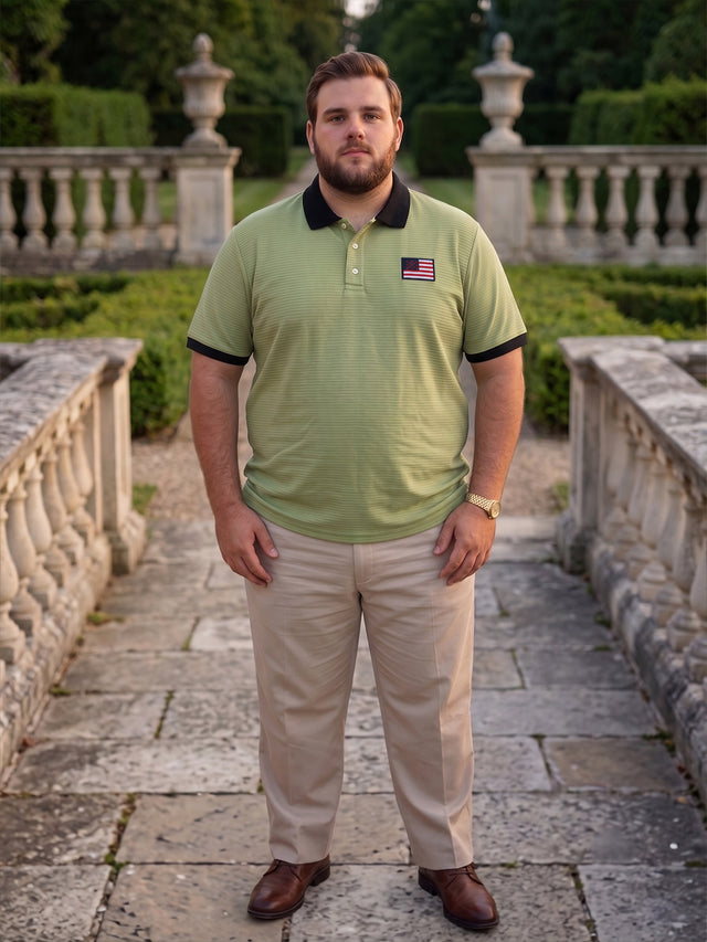 Men Plus Size Briar Green Textured Polo Tshirt