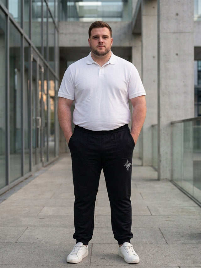 Men Plus Size Zorvilo Black Solid Trackpants