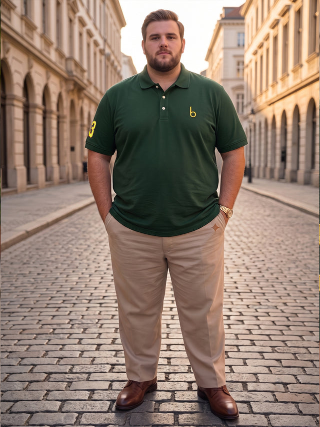 Men Plus Size Aura-BG Solid Green Polo Men Tshirt