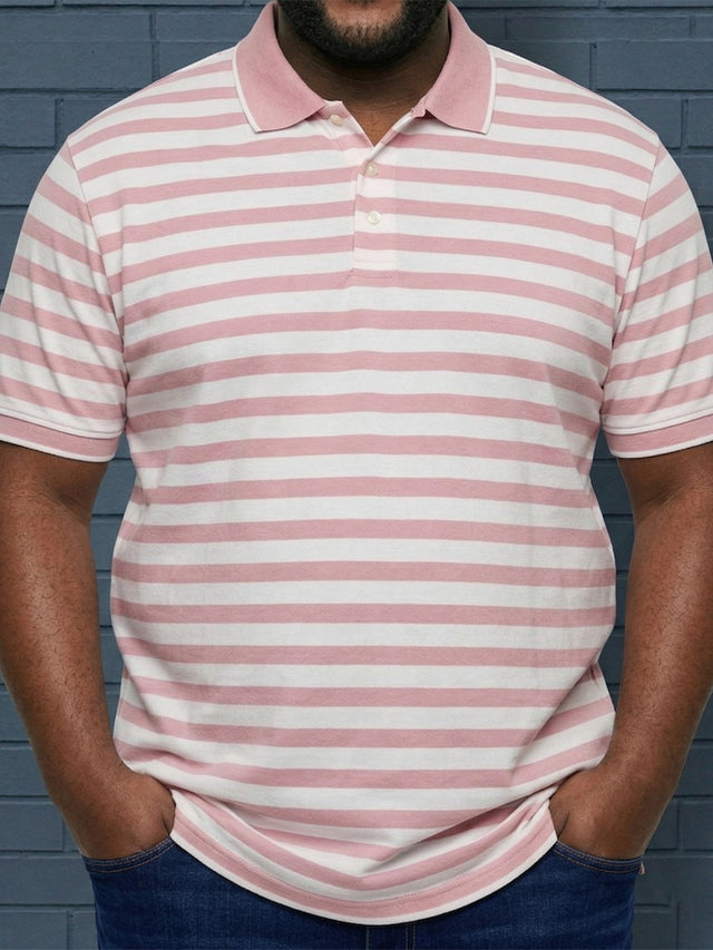 Men Plus Size Alabaster Multi Striped Polo