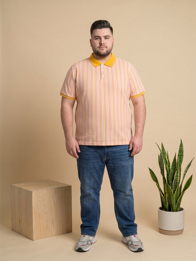 Men Plus Size Sweeto Multi Striped Polo