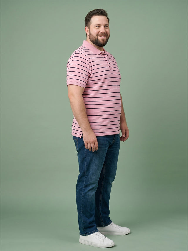Men Plus Size Petaline Multi Striped Polo