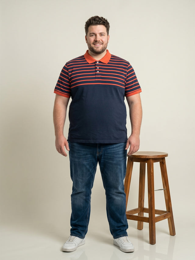 Men Plus Size Rutil Multi Colorblock Polo