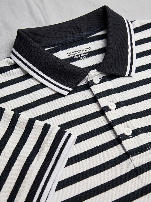 Men Plus Size Linear Multi Striped Polo