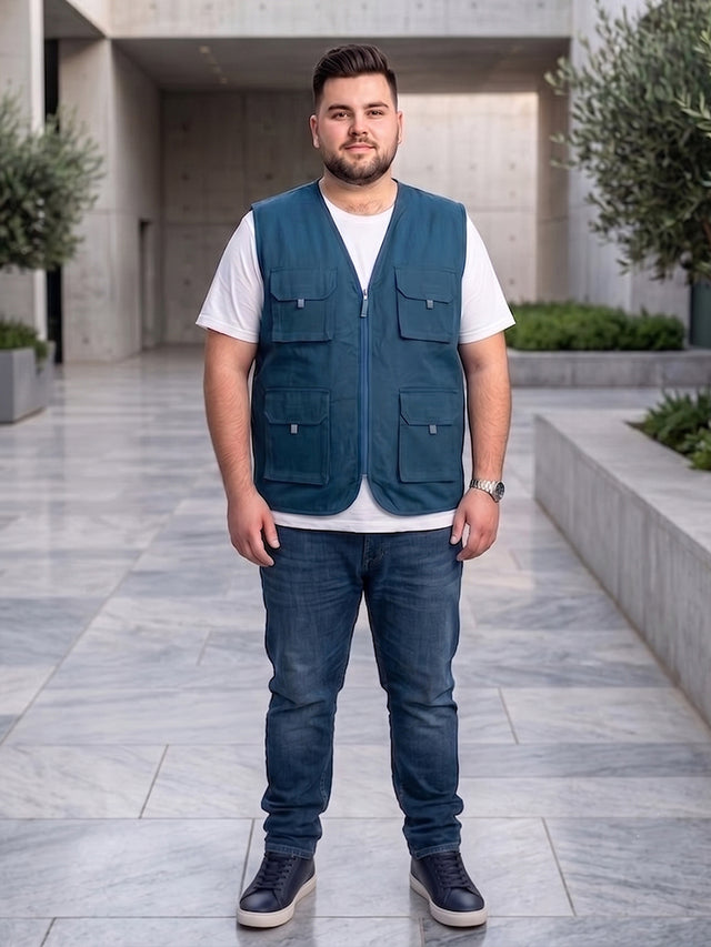 Men Plus Size Drift-Teal Solid Teal Utility Jacket
