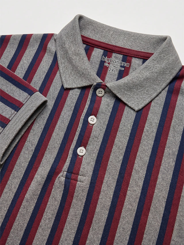 Men Plus Size Smoulder Multi Striped Polo