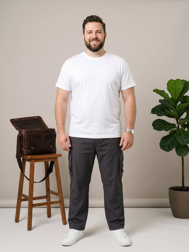 Men Plus Size Slatesmith Grey Solid Trackpant