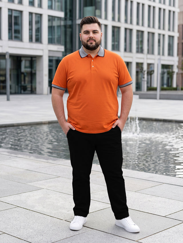 Men Plus Size Rush-Orange Orange Solid Polo Tshirts
