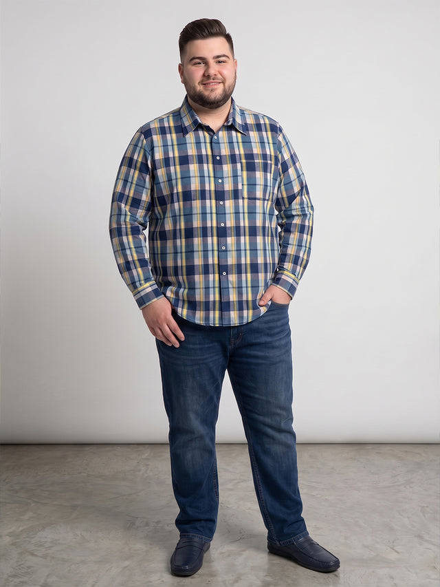 Men Plus Size Velquinn Multi Check Shirts