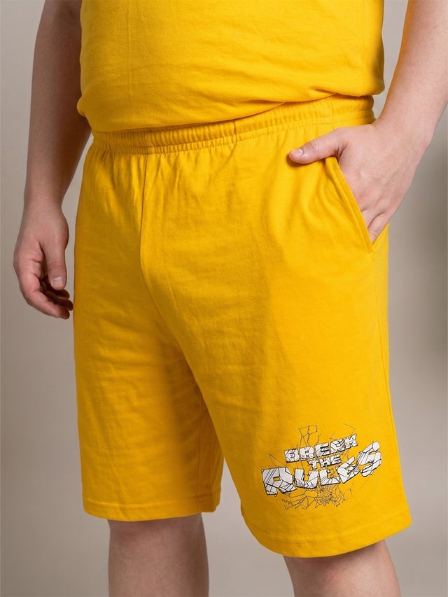 Men Plus Size Renegade Yellow Printed Co-Ords
