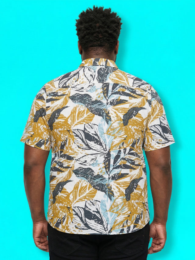 Men Plus Size Foliage Multicolor Printed Casual Shirt