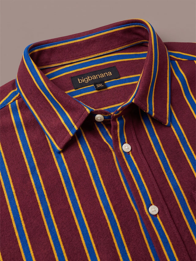 Men Plus Size Winewave Multi Striped Shirts