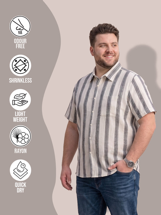 Men Plus Size Stripesafari Multi Textured Shirts