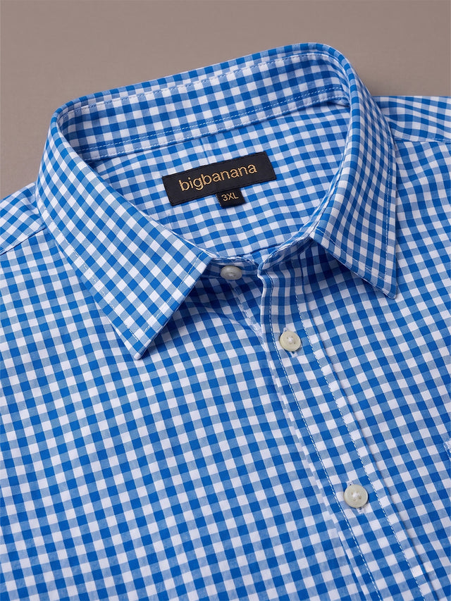 Men Plus Size Oyster Blue Check Shirts